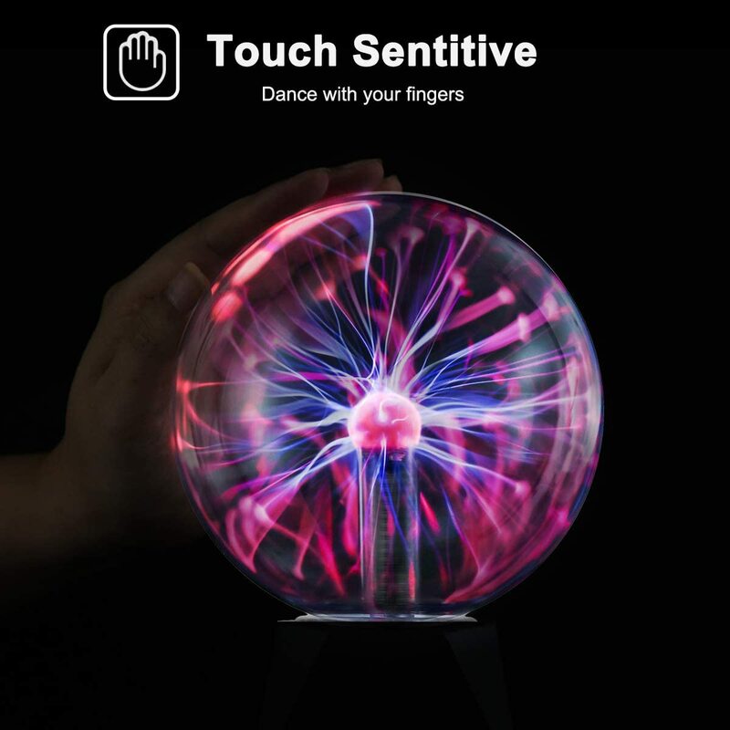 Plasma Ball Night Light, Touch and Sound Security ated Rains, Science Night Lamp, Bedroom Party, Christmas Gifts, 4 ", 6", 8"