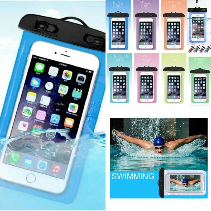 PVC Clear Waterproof Mobile Phone Bags For Swimming Diving Surfing Water Sports Touch Phone Universal Storage Bags 105x175MM