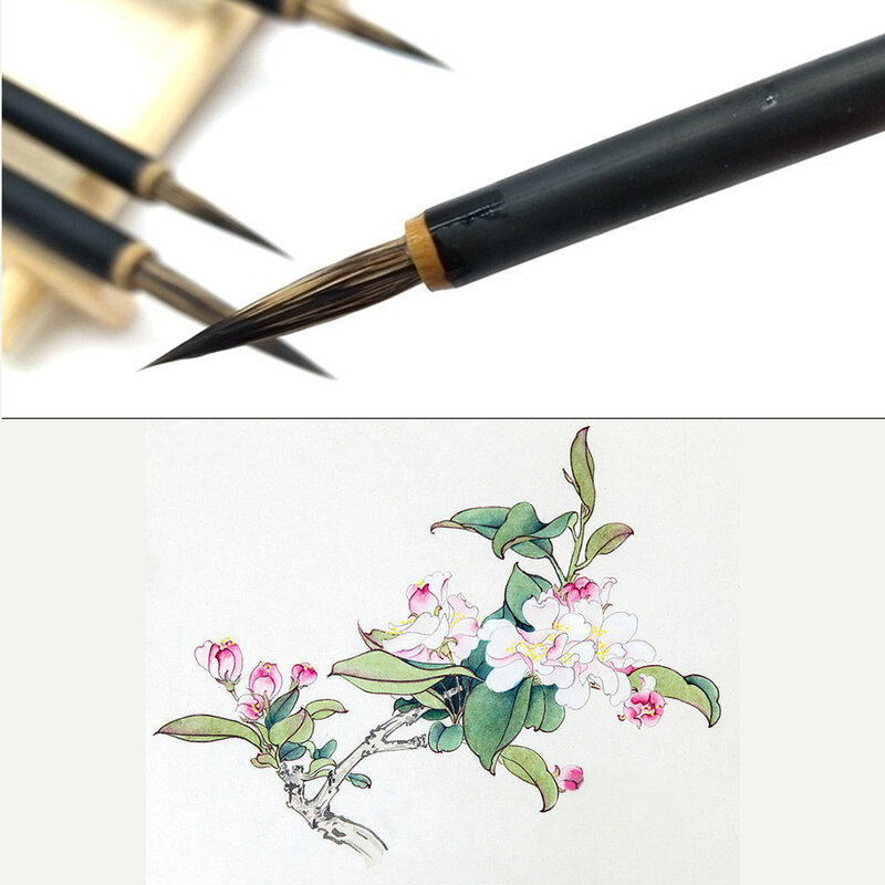 3PCs/set Chinese Calligraphy Brush Pen for Writing Oil Painting Fine Paint Brush Rat Whiskers Hook Line Brush Art Stationery