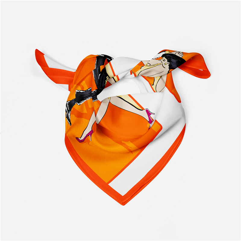 Саржевый шелковый шарф для женщин, квадратные шарфы с принтом влюбленных танцев, бандана, маленький хиджаб, Женский Галстук, повязка на голову, шейный платок 53 см