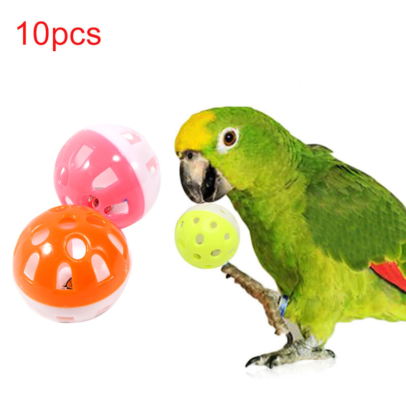 Colorido Hollow Rolling Bell Ball Bird Toy, Brinquedo papagaio, Calopsita periquito, Mastigar gaiola divertida, Pet Bird Supplies, 10pcs