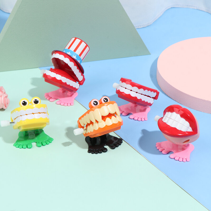 Novo engraçado dos desenhos animados dentes dentadura pé clockwork educacional brinquedos de desenvolvimento presente