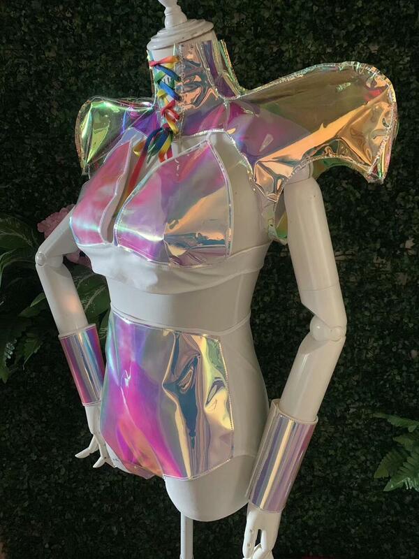 Phụ Nữ mới Magic Laser Màu Bikini Bộ Nhạc Jazz Đội Múa Không Gian Vũ Điệu Bộ Trang Phục Gợi Cảm Thanh Cơ Học Sân Khấu Trình Diễn Trang Phục