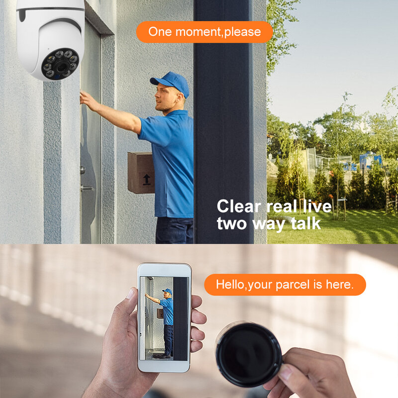 Bombilla panorámica de 360 ° con Wifi, cámara de vigilancia IP PTZ, visión nocturna, detección de movimiento, Webcam de protección de seguridad para el hogar inteligente