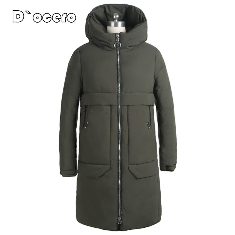 D`OCERO 2022 New Winter Jacket Women Casual Loose Parkas Warm Thick Hooded Coat Windproof Quilted Long Simplee Outerwear