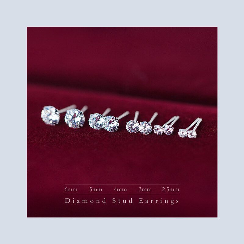 925 스털링 실버 귀걸이 다이아몬드 패션 단순한 성격 작은 귀걸이 남자와 여자 커플 미니 귀 뼈 스터드 선물