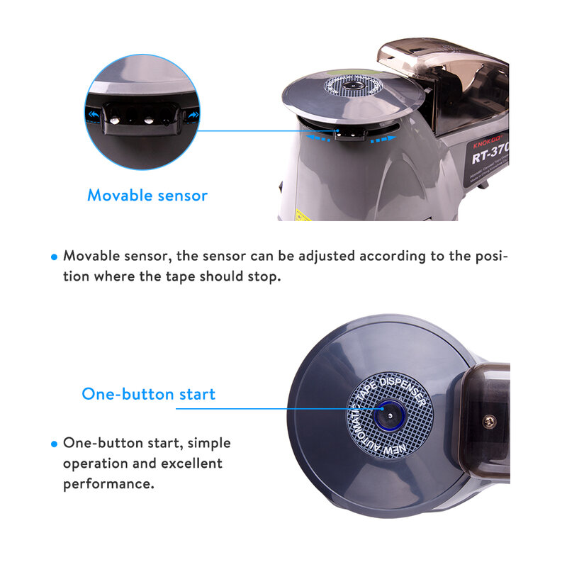 Dispenser automatico del nastro di KNOKOO RT-3700 tipo rotante macchina imballatrice taglierina nastro adesivo macchina elettrica automatica di taglio del nastro