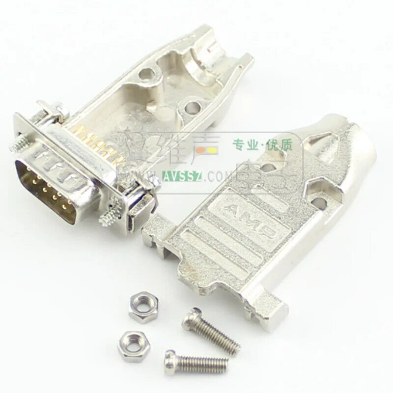1Pcs AMP metall eisen shell gold-überzogene fünf weizen festen kern auto nadel RS232 serial port DB9 pin männliche und weibliche schweißen stecker