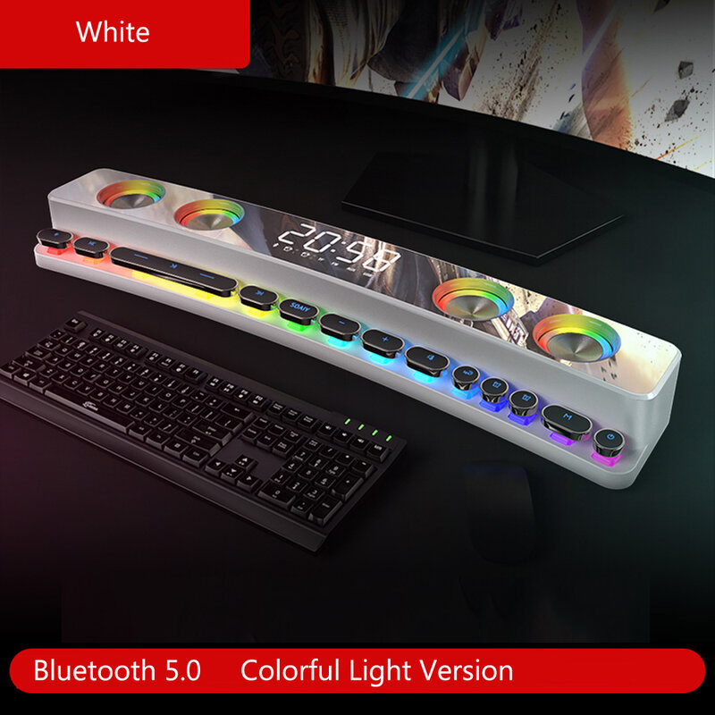 Беспроводная игровая Bluetooth Колонка SOAIY SH39 со светодиодный светильник кой, Домашний Настольный Hi-Fi 3D колонка с яркими басами и сабвуфером