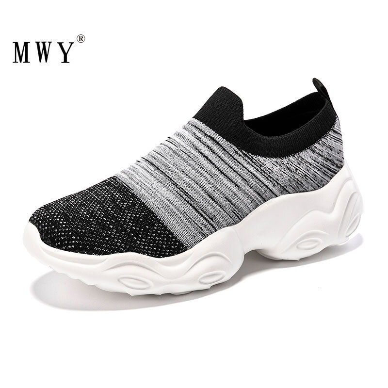 Mwy moda feminina sapatos casuais respirável leve unisex meias plataforma sapatilhas formadores sapatos de caminhada deportivas mujer