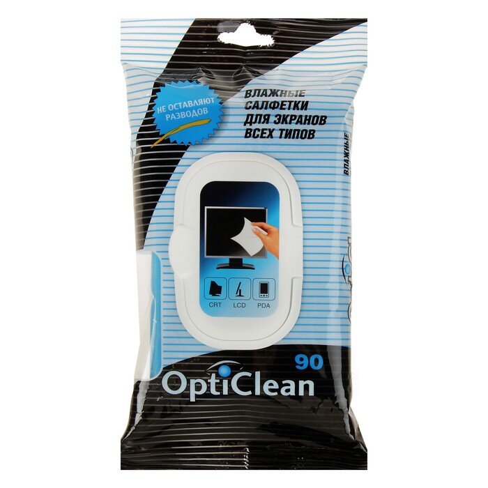 OptiClean ผ้าเช็ดทำความสะอาดเปียก,หน้าจอ,90ชิ้น744298