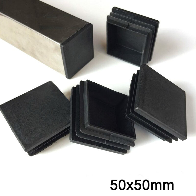 1/2/5 pces 50x50mm quadrado plástico tampa de extremidade tubo tubo inserção plug bung preto/branco