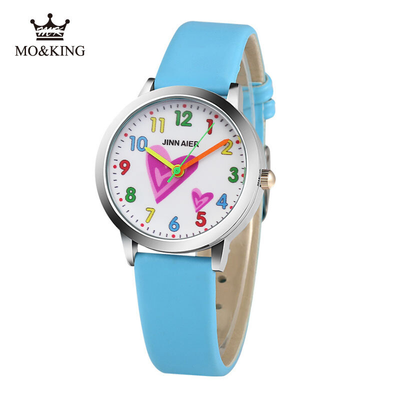 뜨거운 브랜드 키즈 시계 소녀 3D 사랑 인쇄 시계 캐주얼 가죽 쿼츠 핑크 화이트 키즈 시계 소년 소녀 생일 선물 시계