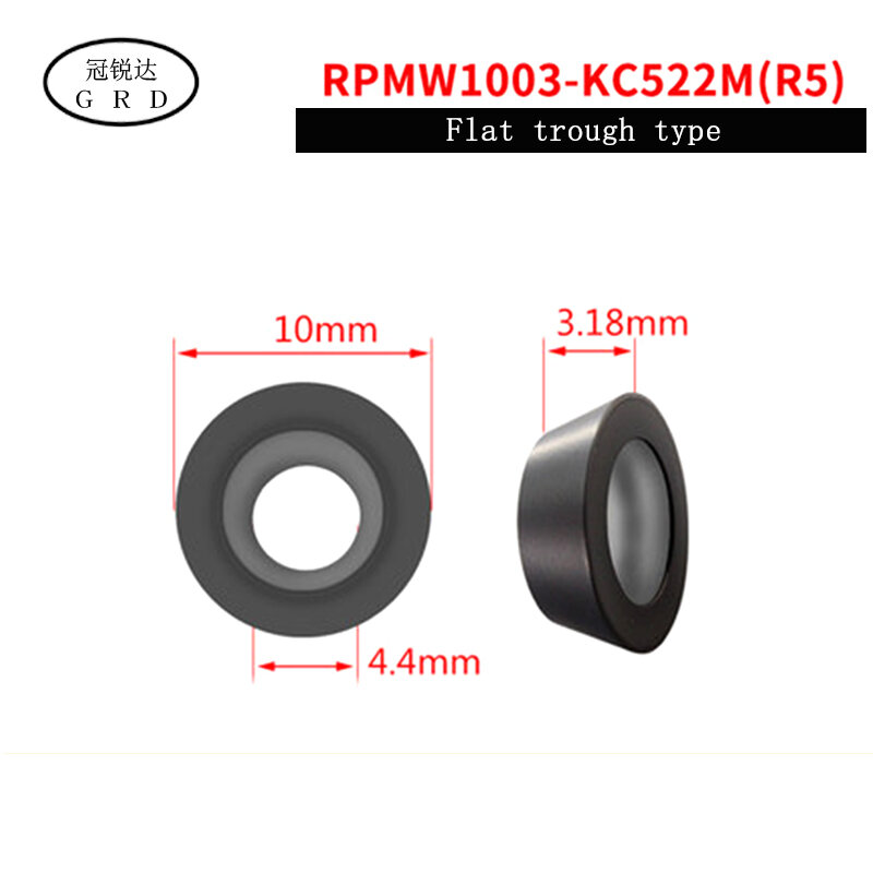 100% 新 R5 R6 ラウンド挿入 RPMW RPMW1204 RPMW1003 刃 KC522M ため処理 HRC48-68 度未満急冷材料