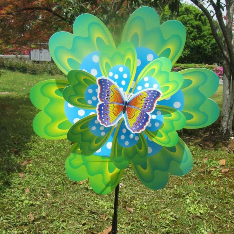 Molino de viento giratorio para niños, juguete de decoración de jardín, insectos, mariposa de dibujos animados, rueda de Pinwheel Co