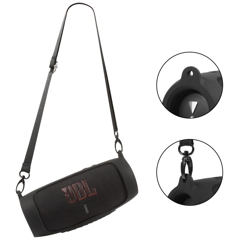 Soft Silicone Bluetooth Speaker Case, Capa de pele com alça, Mosquetão para JBL Charge 5, Saco sem fio, Novo