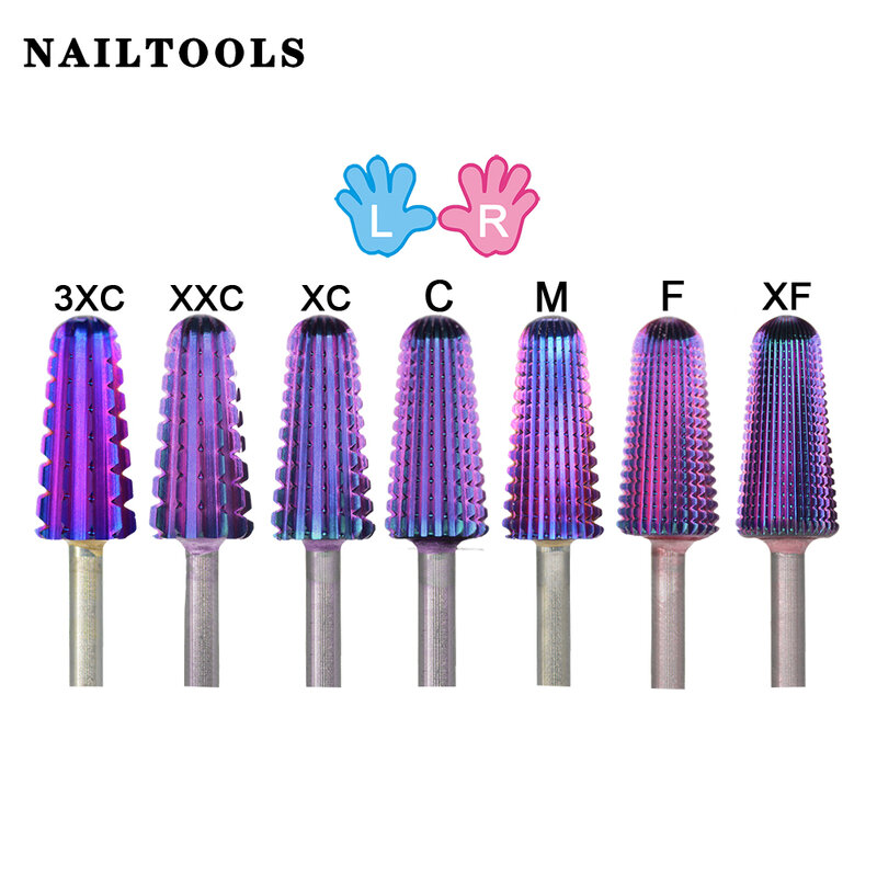 Carbide 2 Way Volcano Carbide Tungsten Left+Right hand Carbide stable shank Cutter pedicure nail drill bits