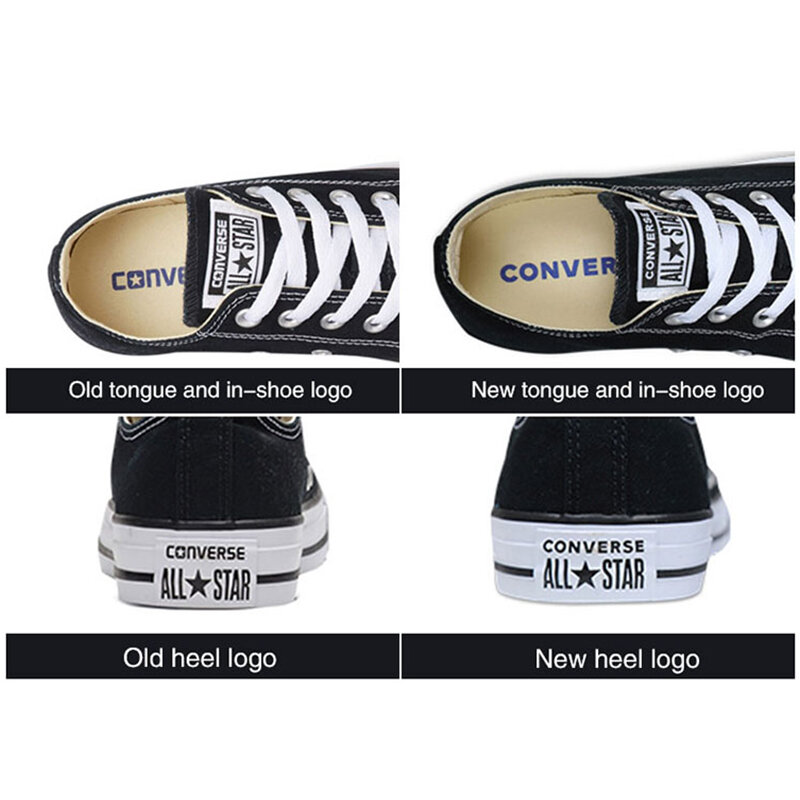 Original autêntico converse all star clássico unissex skateboarding sapatos de baixo-topo rendas calçado de lona preto e branco 101001