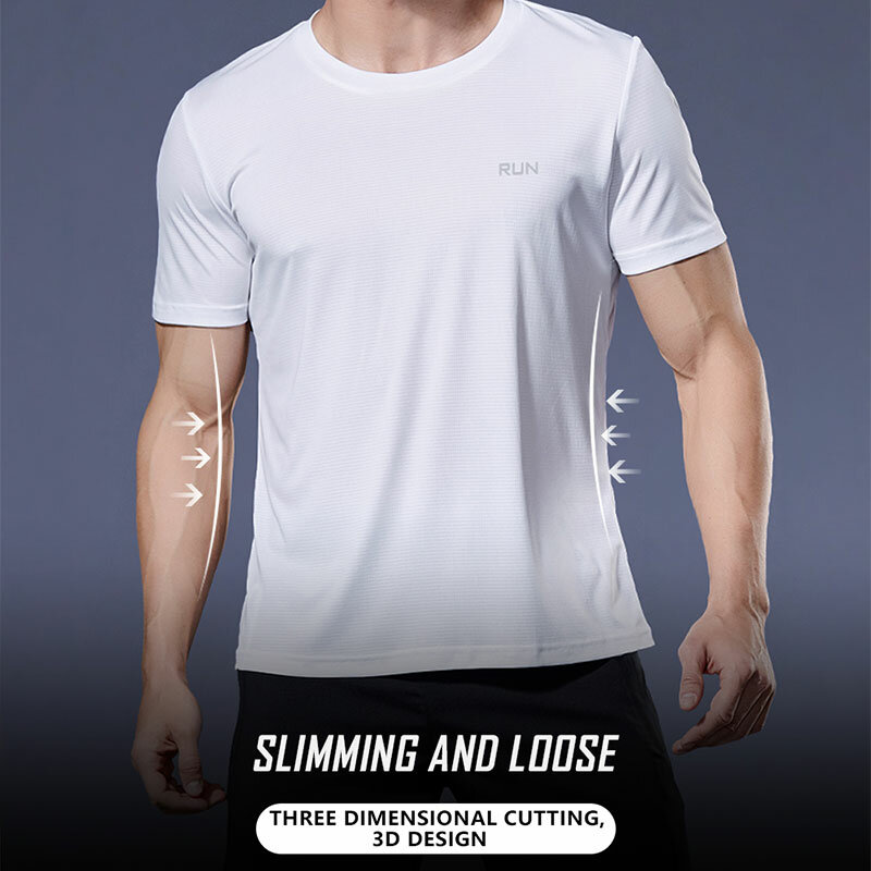 2024 Polyester Gym Shirt Sport T Shirt Men Short Sleeve Running Shirt Men Workout Training Tees Fitness Top Sport T-shirt