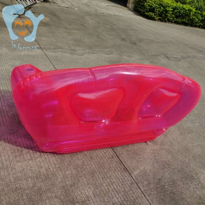 Hause OutdoorInflatable Klar Rosa Doppel Person Luft Sofa Blase Stuhl Sommer Wasser Strand Party Blow Up Couchs Liege