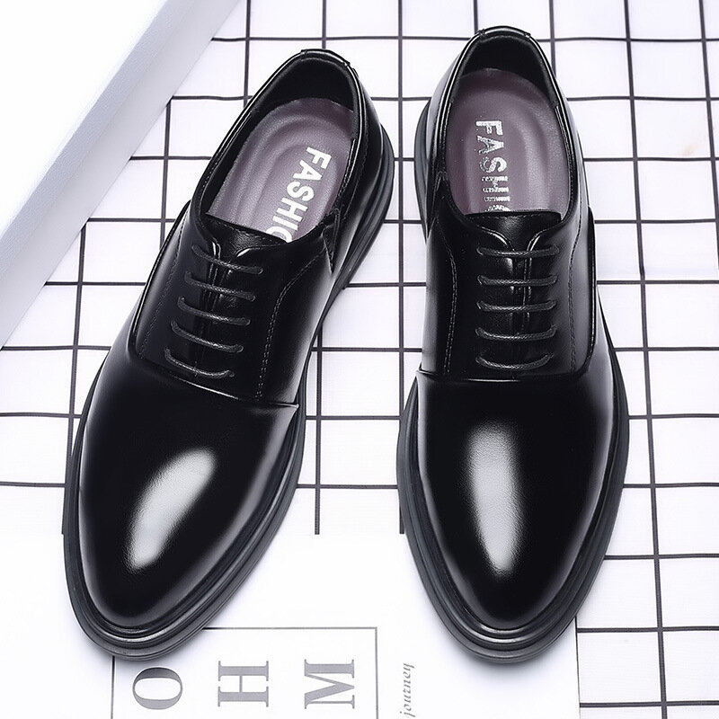 WOTTE Business Men Formal Shoes Black Leather Shoes Mens Fashion Casual Dress Shoes Classic Italian Formal Oxford Shoe For Men