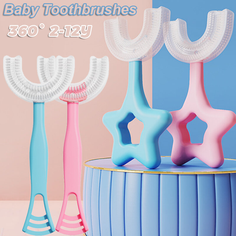 Brosses à dents en Silicone pour enfants, soins buccaux pour bébés de 2 à 12 ans, mignonnes en forme de U, pour garçons et filles