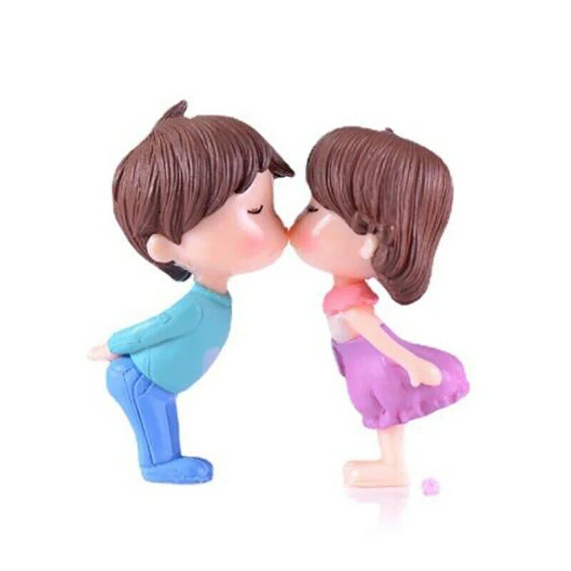 2 Buah/Set Baru Ornamen Miniatur Kreatif Anak Laki-laki Perempuan Pasangan Pacar Pasangan Patung Kerajinan Peri Resin Boneka Aksesori Pernikahan