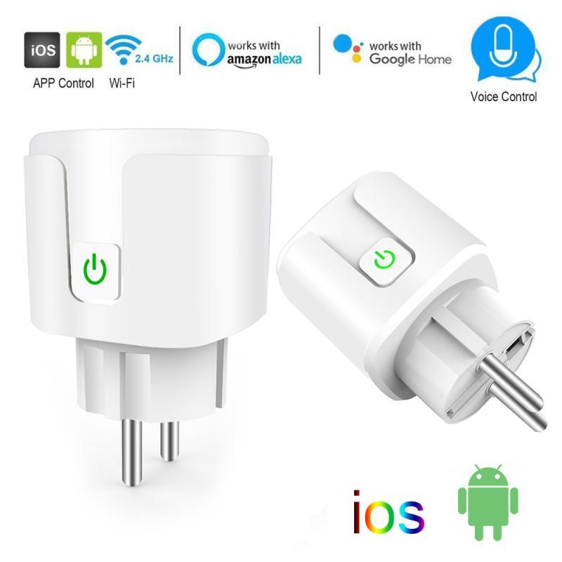 1pcs Smart WiFi Plug Adaptor Remote Voice Control Power With Power Monitor Wireless Socket Outlet With Alexa Google Home