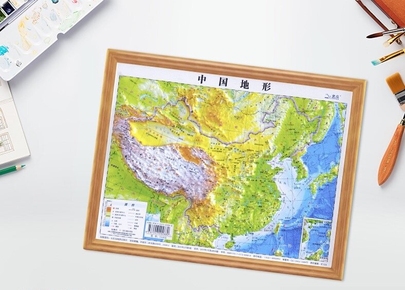 Carte plastique 3D de topographie chinoise, 55x40cm, 6 pièces, Support de bureau, école, montagnes, Hills, Plateau plat, chinois