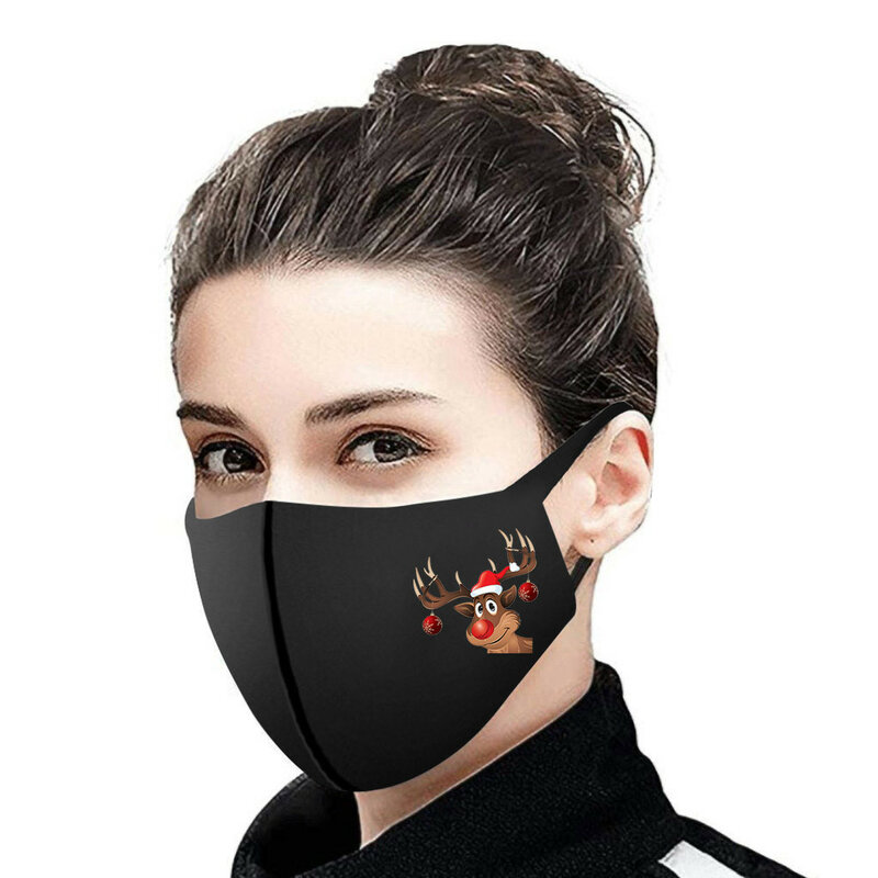 5/10/25pc大人のクリスマスフェイスマスク洗える口生地フェイシャルマスク保護のための再利用可能なサンタイヤーループ口キャップキャップ маска