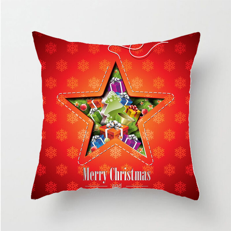 Christmas element pattern 3D printed Polyester Decorative Pillowcases Throw Pillow Cover Square Zipper Pillow cases style-3