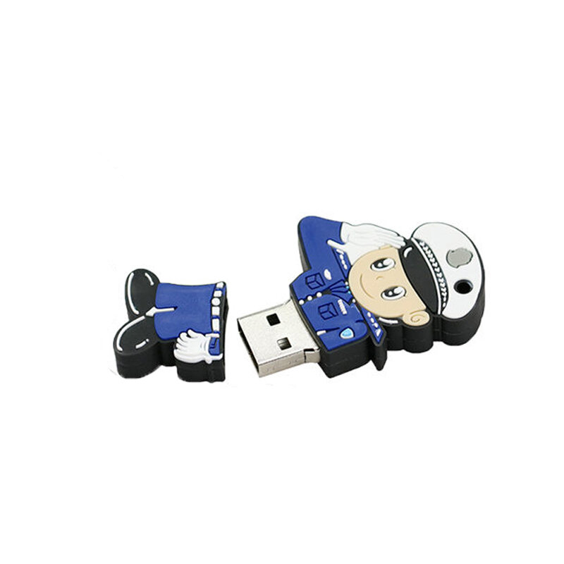 USB Flash Drive Pen Drive Cartoon Police Model Memory Stick Pendrive 32GB Personalizado Gift 4GB 128GB 16GB Policeman Usb Stick