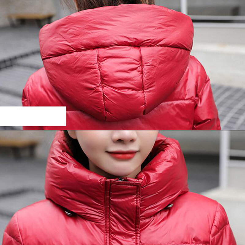 Mantel jaket bertudung wanita, jaket parka bertudung Musim Dingin kualitas tinggi, bebek bawah tebal hangat 2023