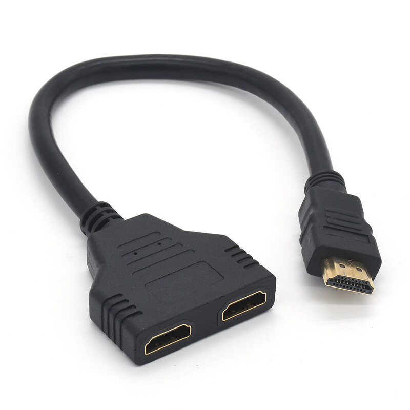 Divisor Compatible con HDMI de una entrada y dos salidas, Cable adaptador doble 1x2, divisor Compatible con HDMI