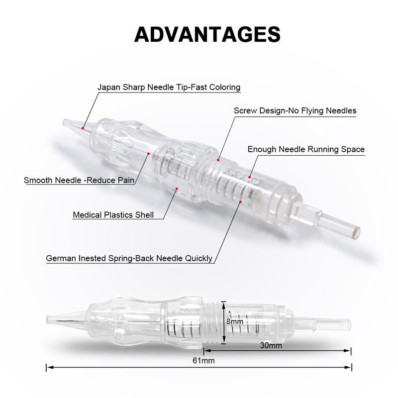 Biomaser 50Pcs Screw Cartridges Needles  Permanent Makeup Machine Professional Needles for Specify Machine 1R,2R,3RL,5RL 3RS