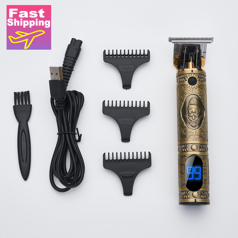 2021 lcd recarregável máquina de cortar cabelo elétrico aparador de pêlos sem fio barbeador trimmer 0mm masculino barbeiro máquina de corte de cabelo para homem