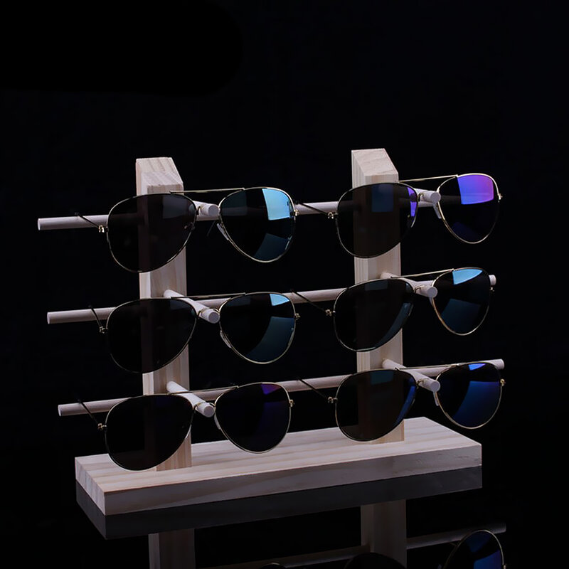 Деревянная подставка для очков и солнцезащитных очков, стойка-органайзер для очков, одинарная/двойная линия, несколько размеров для 1-12 пар