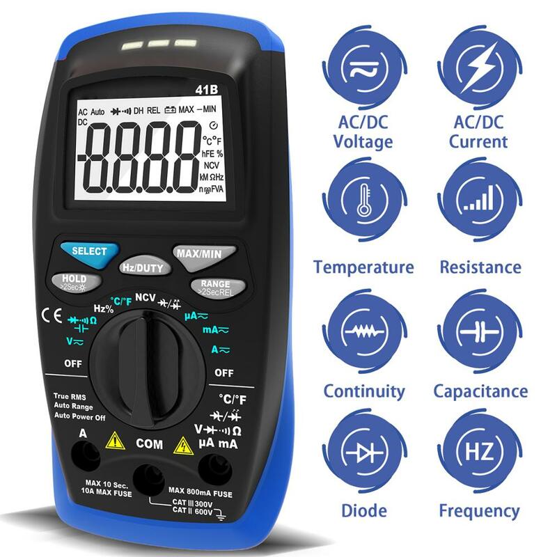 Вольтметр-Амперметр Holdpeak, Электрический тестер с бесконтактным индикатором напряжения и силы тока переменного тока, емкости, температуры и...