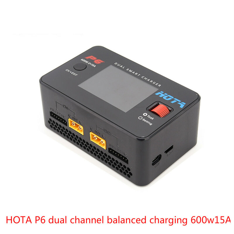 HOTA P6 듀얼 채널 밸런스 충전기 600W 15A (T240W 전원 공급 장치 포함) 리튬 배터리 용 스마트 밸런스 충전