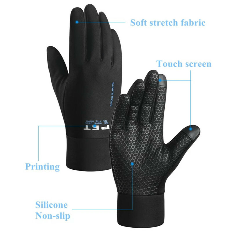 Перчатки мужские и женские для сенсорных экранов, водонепроницаемые Нескользящие теплые ветрозащитные спортивные перчатки для вождения, мотоцикла, лыжного спорта, 1 пара