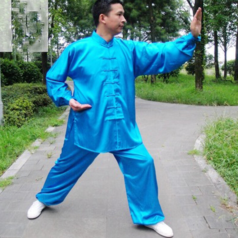 2021New Trung Quốc Truyền Thống Quần Áo Nam Nữ Vintage Màu Thái Cực Kung Fu Trang Phục Nút Cổ Áo Đứng Áo Tập Thể Dục