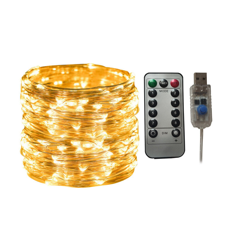 Cadena de luces Led con cable de cobre, luces de hadas alimentadas por USB o batería para Navidad, fiesta de bodas, 2M, 3M, 5M, 10M