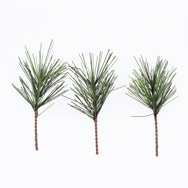Pinho artificial folhas verdes ramos, enfeite de Natal, decoração de jardim, inverno, pacote 100