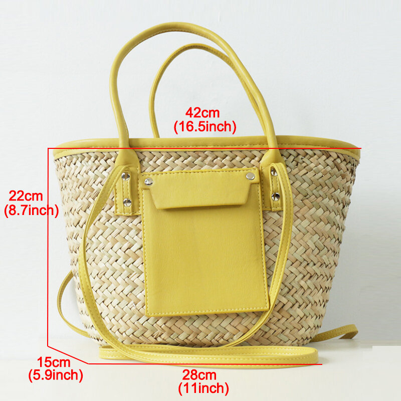 Повседневная вместительная сумка-тоут из ротанга, женская дизайнерская сумка через плечо, роскошная Летняя Пляжная Сумочка, большой кошелек