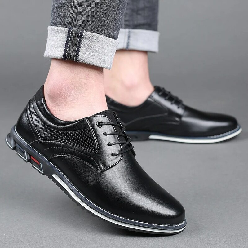 Big Size Casual Men buty marka biznesowa Trend moda męska obuwie czarne brązowe oddychające buty na co dzień mężczyźni