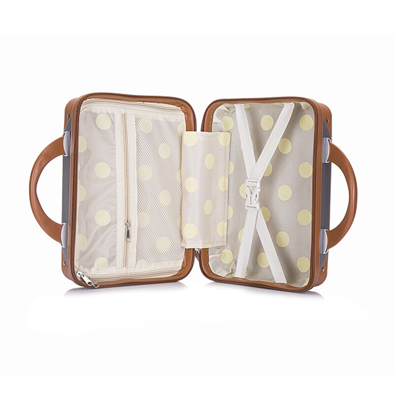 JULY'S SONG 14inch Cosmetic Case Retro Suitcase Short Suitcase Cute Lady Storage Bag Travel Mini Suitcase