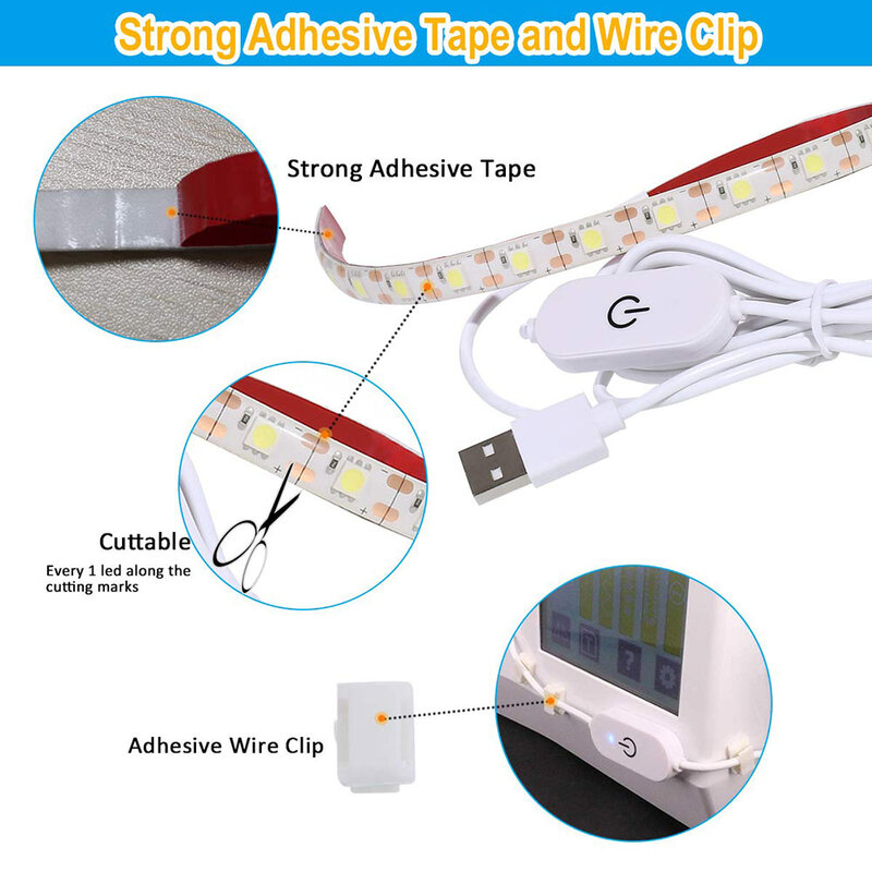 จักรเย็บผ้า LED Super Bright 30ซม.50ซม.ชุด DC 5V USB เย็บผ้าอุตสาหกรรมเครื่องทำงานไฟ LED