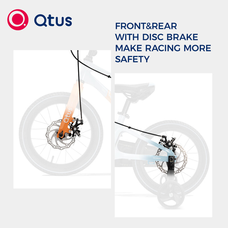 Bici per bambini Antelope Qtus B2, bicicletta da corsa, telaio in lega di magnesio Unibody, freno a disco in ABS, sella regolabile in PU, pneumatico pneumatico