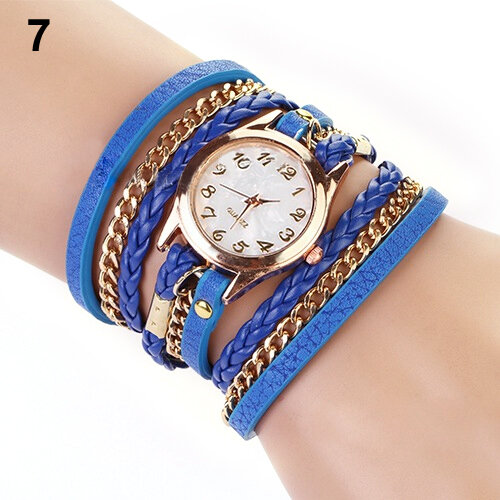 Wrist Watch Women Vintage Multilayer Faux Leather Alloy Braided Bracelet Wrist Watch Jewelry Women Quartz Watch Bracelet