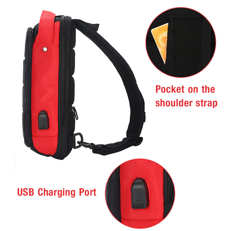 Мужская нагрудная сумка через плечо, мужская сумка через плечо с USB-зарядкой, Женская вместительная Водонепроницаемая Повседневная сумка-мессенджер из ткани «Оксфорд», 2021